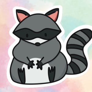 Cute Raccoon Sticker | Vinyl Sticker | Hand-Drawn, Waterproof, Multiple Sizes