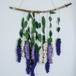 Flower garland, Greenery Garland, Original Purple Wisteria art Floral nursery wall hanging, Very Peri flower decor, Baby girl nursery decor