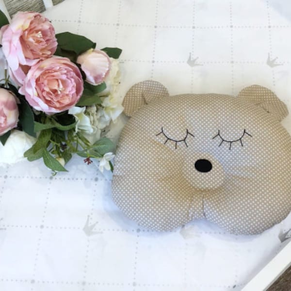 Bear pillow pattern, Newborn pillow, head pillow diy , bear cushion, Pillow for baby boy