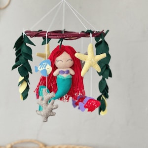 Mermaid mobile, MINI Baby mobile, Ocean nursery decor, Baby girl crib mobile, Blush nursery hanging decor