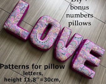 Soft letter pillows pattern,pdf, Alphabet nursery decor, English alphabet with a height of 11.8" patterns, pillow letters own hand, Cot