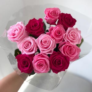 プリザーブド ローズの花束 | 母の日ギフト | 永遠のバラの花束、誕生日、記念日、結婚式、婚約のためのプリザーブド フラワー