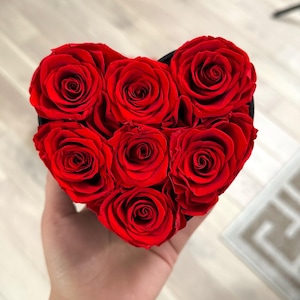 Forever Roses in Heart Shape Box | Preserved flowers | Preserved Roses Gift for Her | Flowers for Women | Valentines Day Gifts for Wife