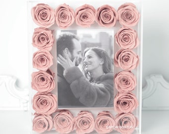 Eternity Rose Picture Frame, 18 Preserved roses in Acrylic frame