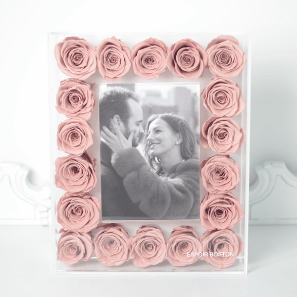 Eternity Rose Picture Frame, 18 Preserved roses in Acrylic frame