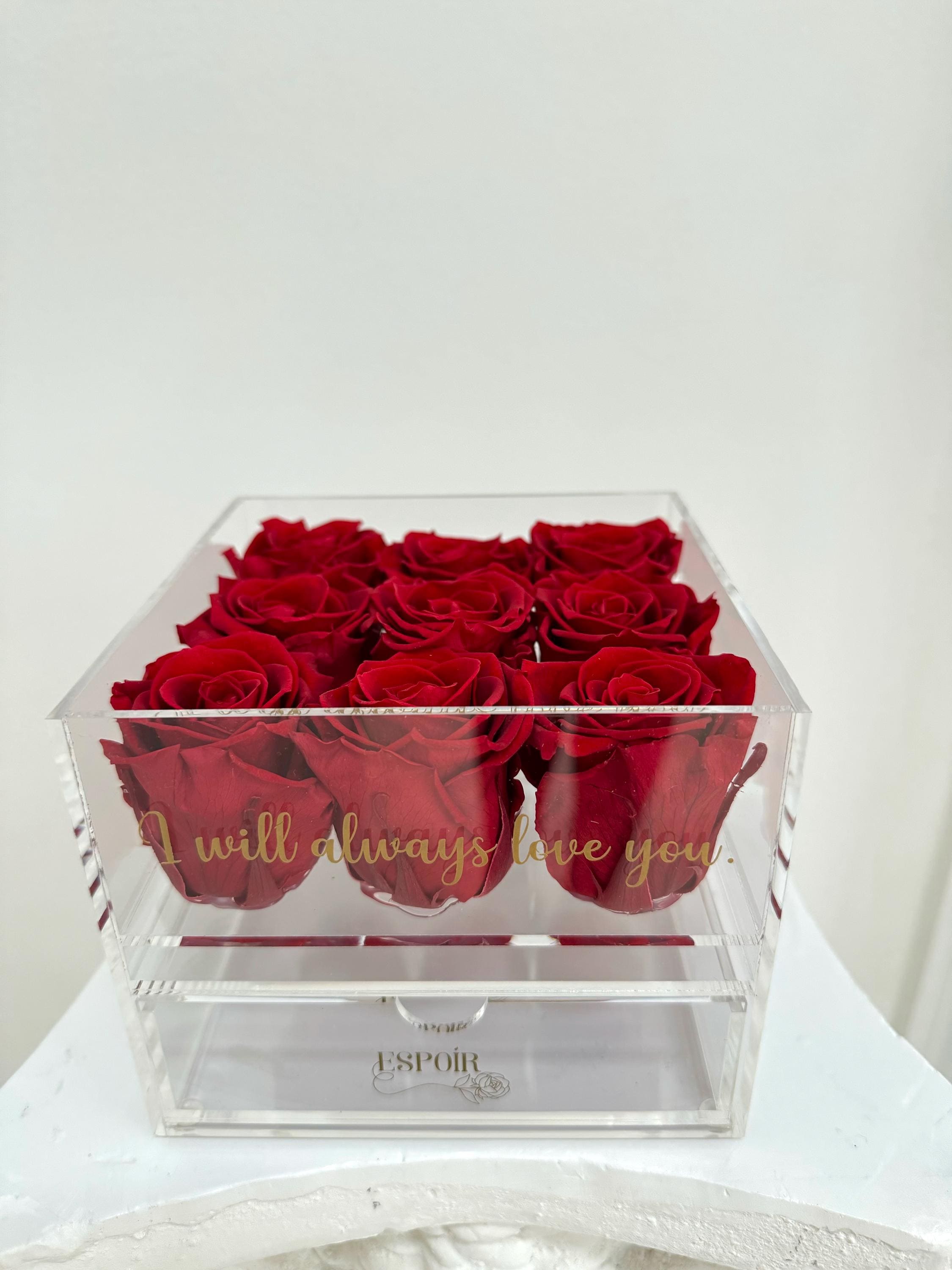 9 Preserved Roses in Acrylic Keepsake Box | Mother's Day Gift ...