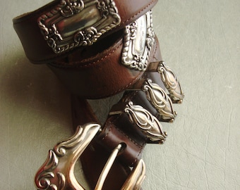 LEATHER ORNATE CONCHO Western Belt
