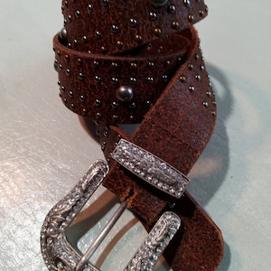 Concho Leather Rhinestone Belt