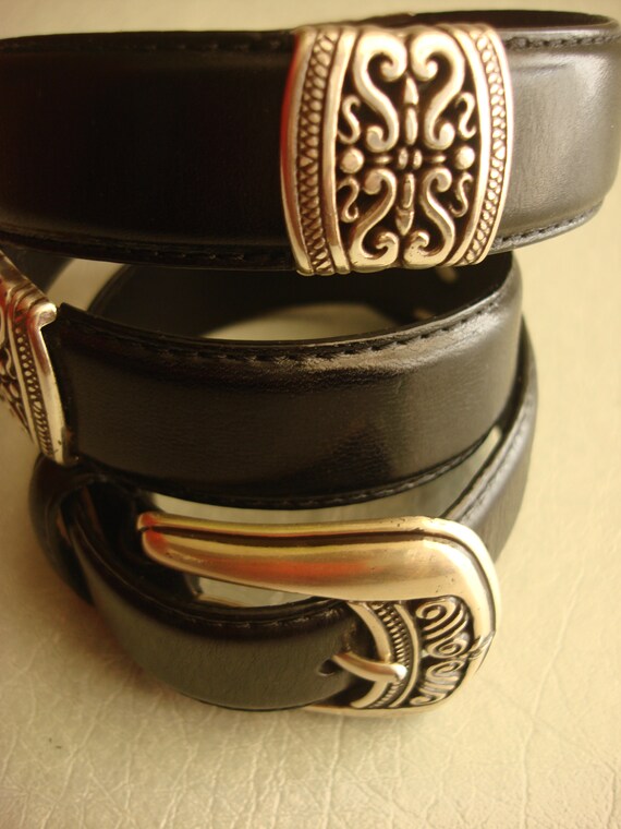 Fossil black leather belt with conchas. Fossil Women main image 3