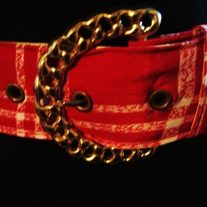 RED AND WHITE Plaid Belt