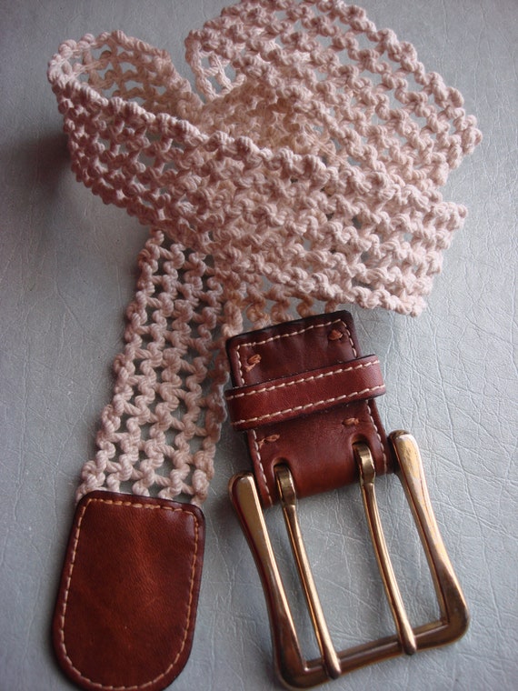 CROCHET AND LEATHER Belt - Etsy display picture 1