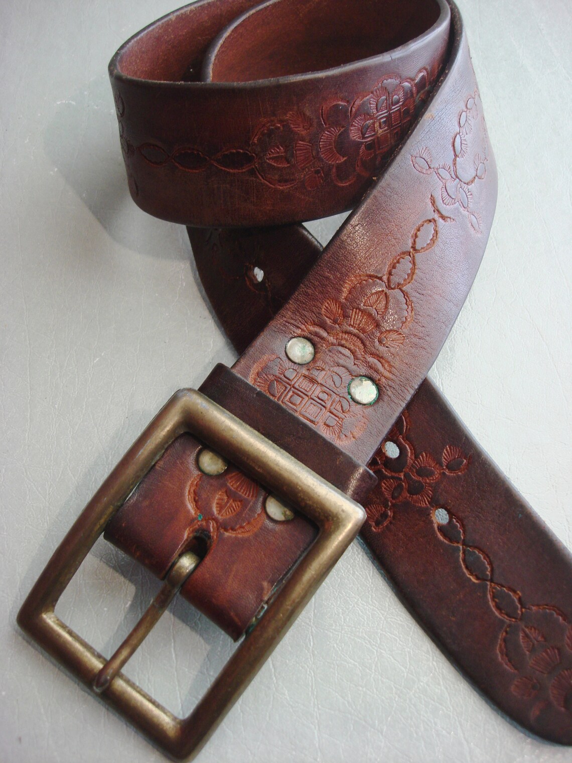 OLD MEXICAN WIDE Leather Belt Etsy