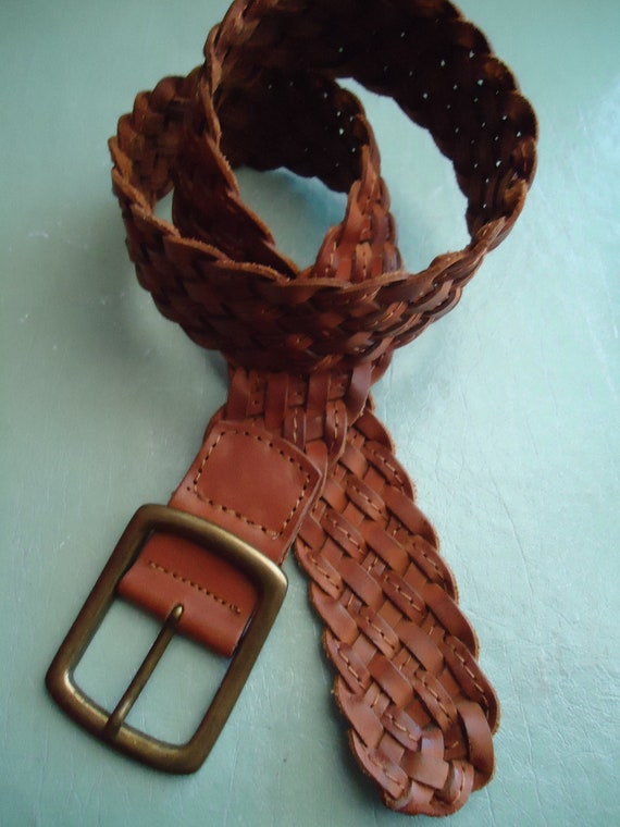 Chicos wide leather tan woven braided belt CHICO main image 4