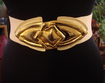 Michael Kors XL Belt Woven Beige and Gold Broad Belt Large  display picture 1