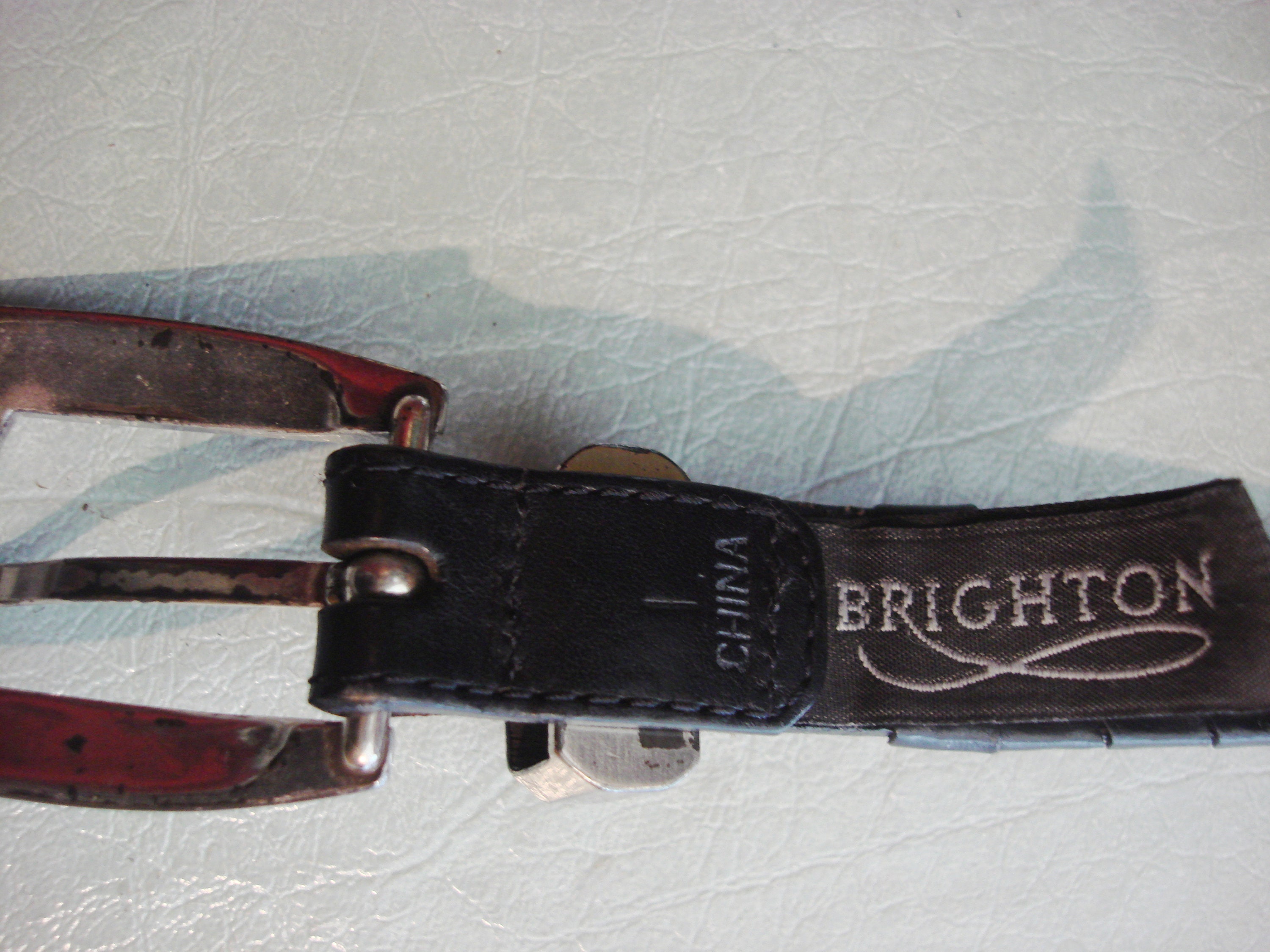 Brighton Skinny Black Medium Belt Brighton Black Skinny Belt // Genuine Leather Gold & Silver  main image 2