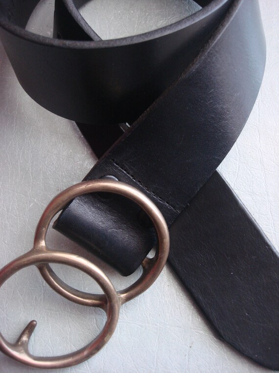 BLACK THICK LEATHER Belt - image 2