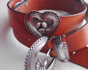 BROWN LEATHER CONCHO Belt