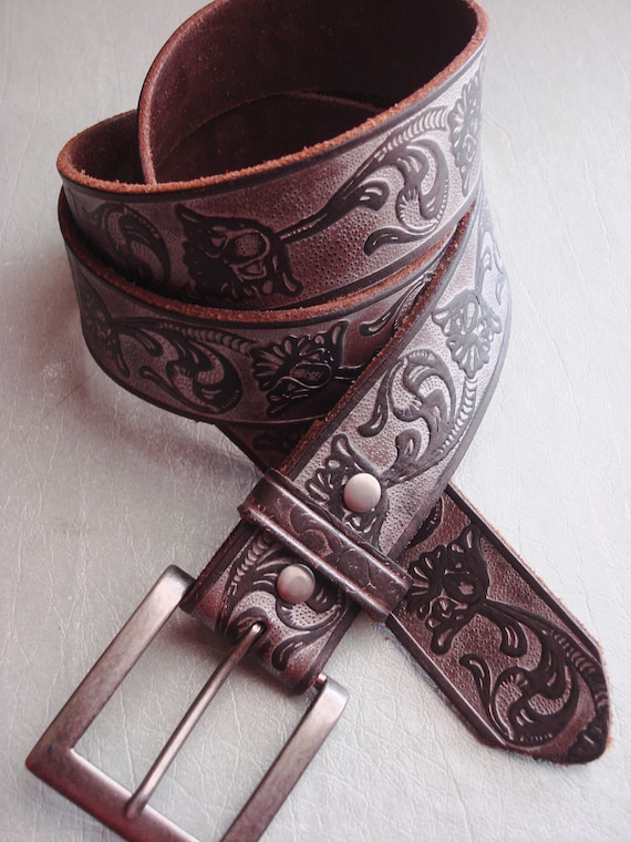 SILVER & BLACK TOOLED Belt