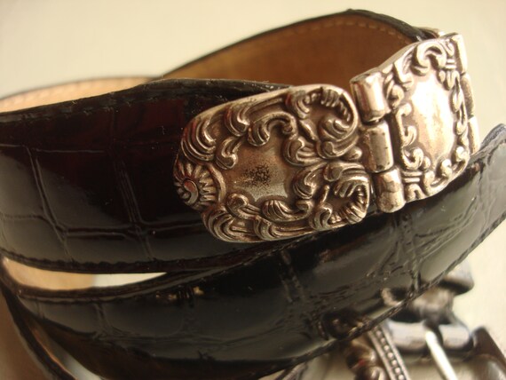 BLACK ORNATE CROCK Silver Concho Embossed Belt - Etsy display picture 1