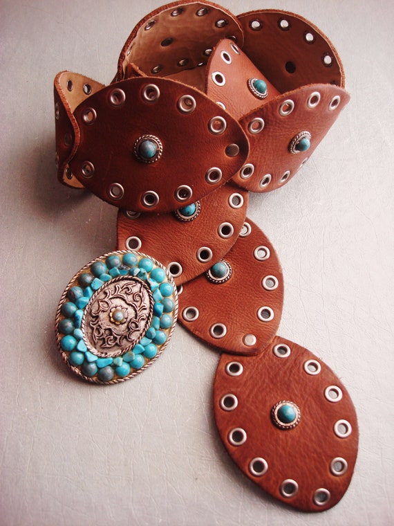 TURQUOISE CONCHO LEATHER Belt