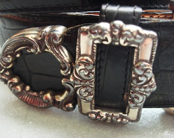 BLACK BRIGHTON Ornate BUCKLE & Loop Belt