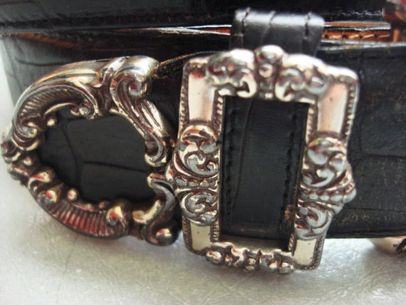 BLACK BRIGHTON Ornate BUCKLE & Loop Belt - Etsy display picture 2