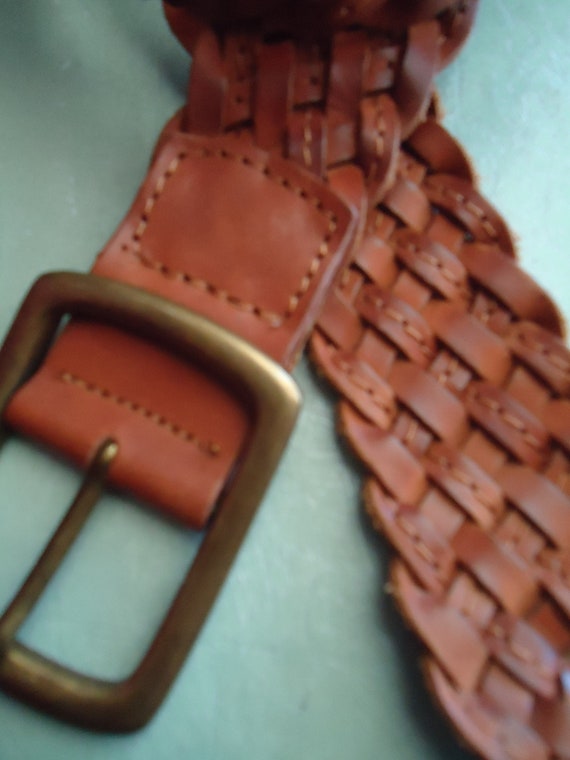 El Chico Woven Brown Leather Belt | Made in Mexico | Size 42 ARIZONA CHICO BROWN Leather Weaved Belt - Etsy main image 3