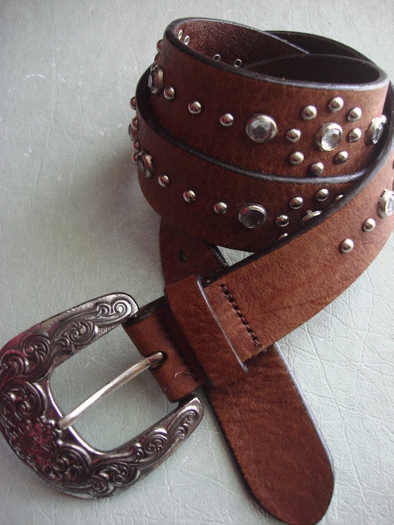 BROWN LEATHER STUD Belt