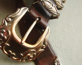 LEATHER ORNATE CONCHO Western Belt - Etsy display picture 3