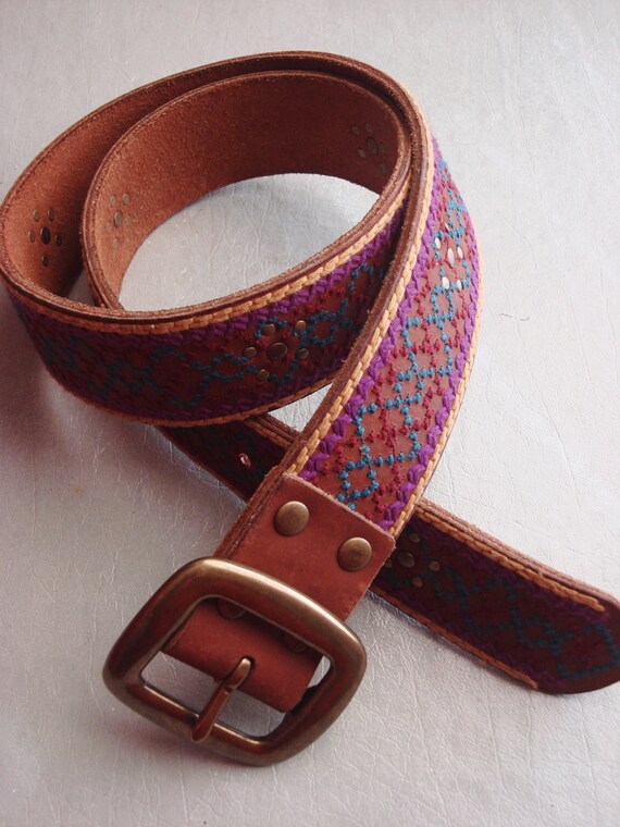LUCKY BRAND Leather belt with brass buckle Men main image 2