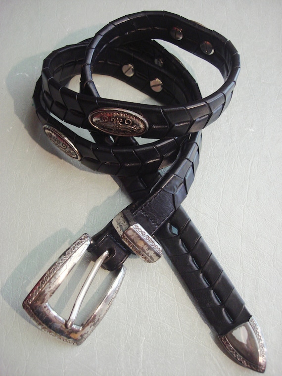 BRIGHTON SKINNY BLACK Unisex Belt - Etsy display picture 2