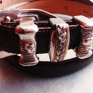 LEATHER TRIPLE LOOP Western Cowboy Belt