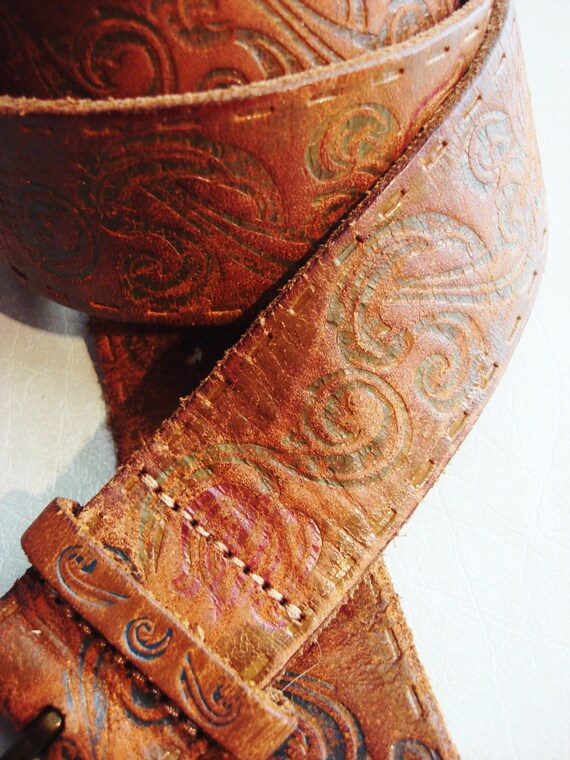 DISTRESSED TOOLED LEATHER Belt - image 2