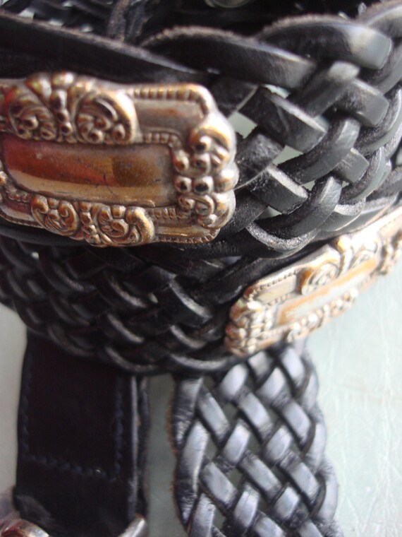 FOSSIL BLACK ORNATE Leather Belt - Etsy display picture 1
