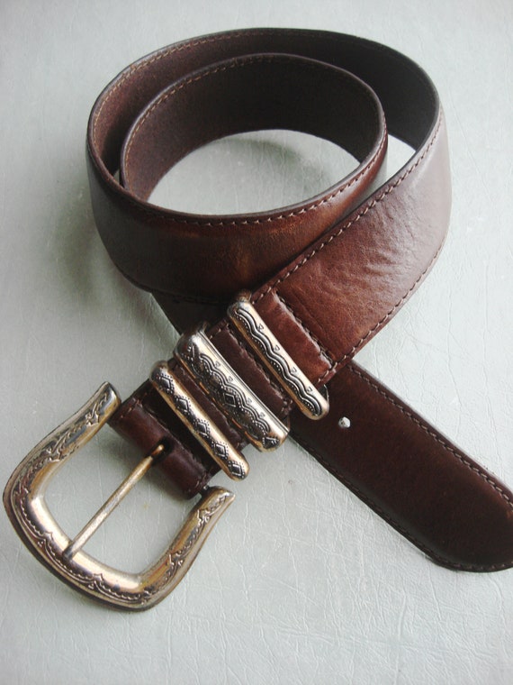 BROWN THICK LEATHER Unisex Belt