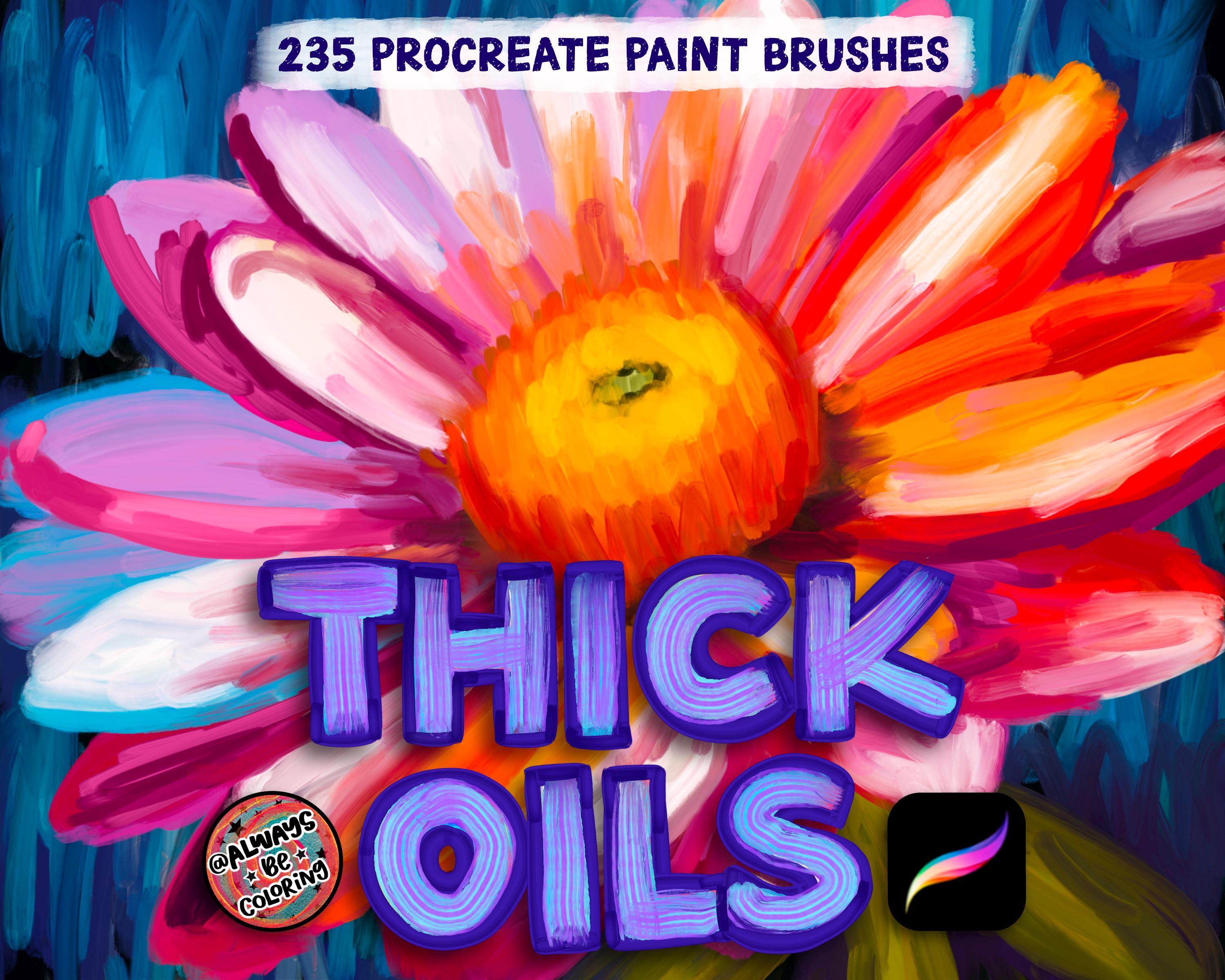 237 Realistic Procreate Oil Painting Brushes Set with Canvas & Paper Textures, Palettes & Guide