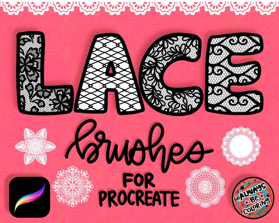 40 Lace & Seamless Pattern Procreate Brushes 20 Stamp Etsy