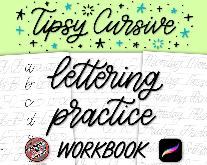 15 Cursive Handwriting Practice Worksheets, 25 Procreate Brushes, Learn ...
