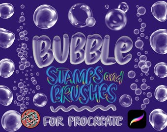 128 Photorealistic Procreate Bubble Stamps and 3D Bubble Lettering Brushes, Three Dimensional Digital Brush for Backgrounds, Illustrations