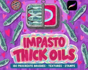 180 Realistic Procreate Impasto Thick Oil Painting Brushes, Digital Paint Brush Set, Canvas Seamless Texture, Blending Brushes, Paint Stamps