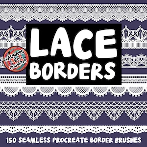 150 Procreate naadloze kantrandborstels, modieuze kantborstels, ruches, kantranden, procreate tattoo-borstelset, kantpatroontextuur