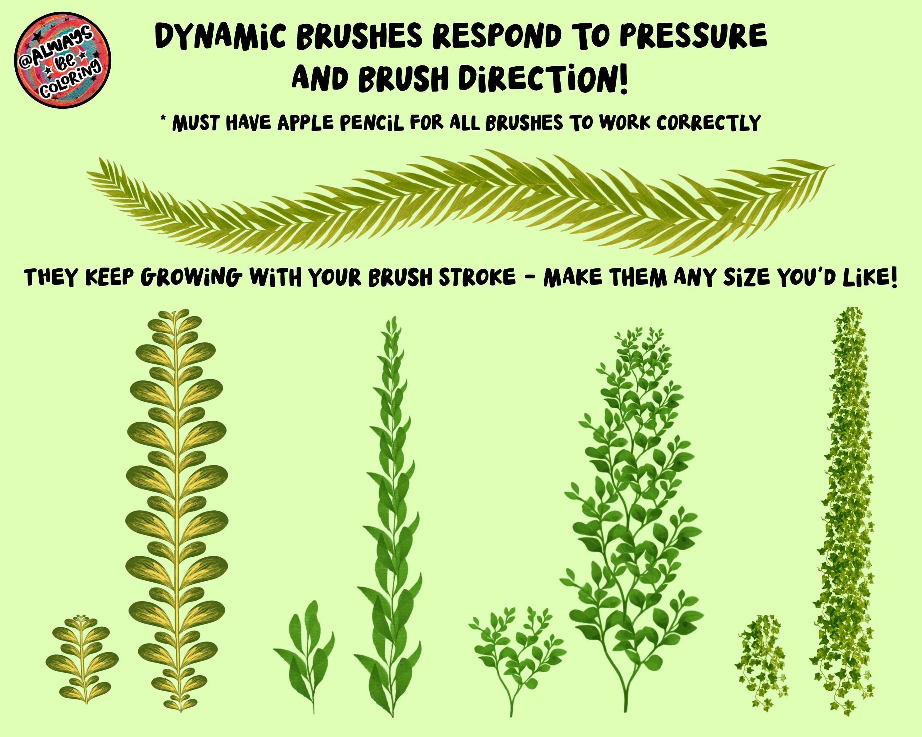 100 Procreate Leaves and Greenery Brushes! Realistic Foliage Brushes ...