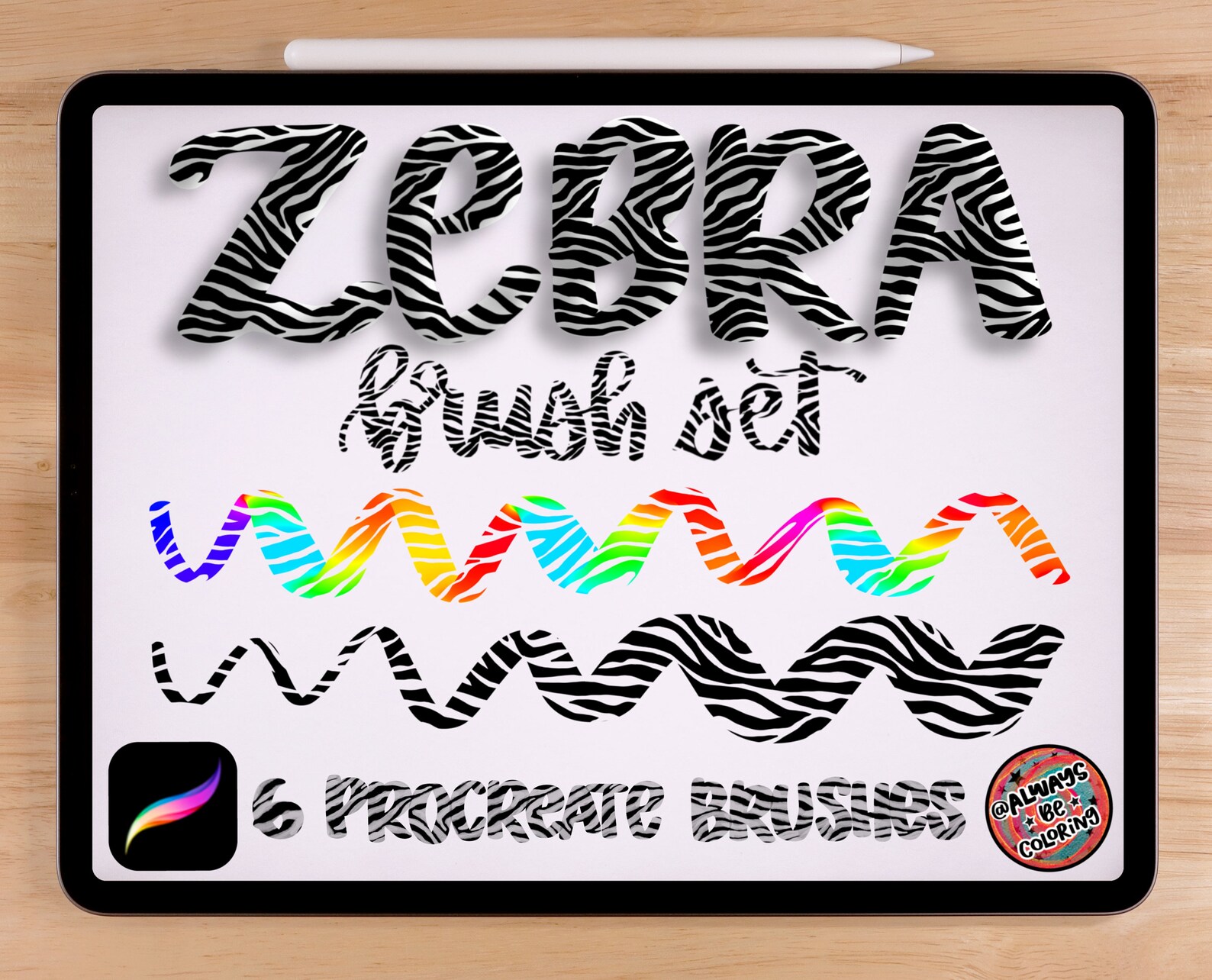 6 Zebra Print Procreate Lettering Brushes! Animal Print Brushes ...
