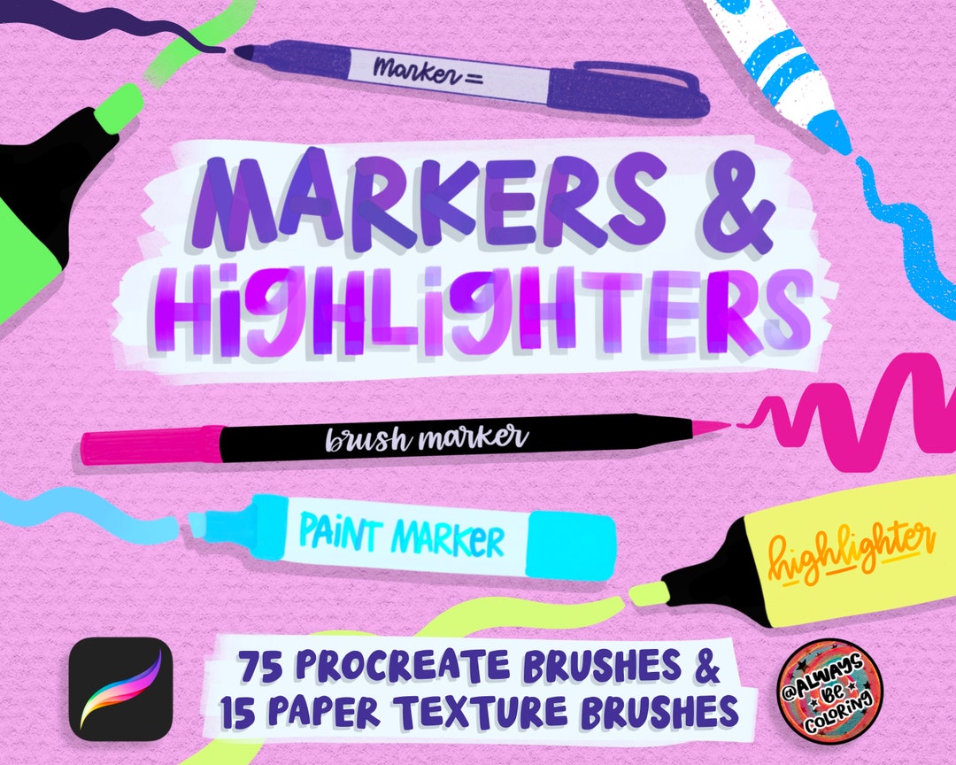 Procreate Markers & Highlighter Brushes for Ipad Lettering Etsy