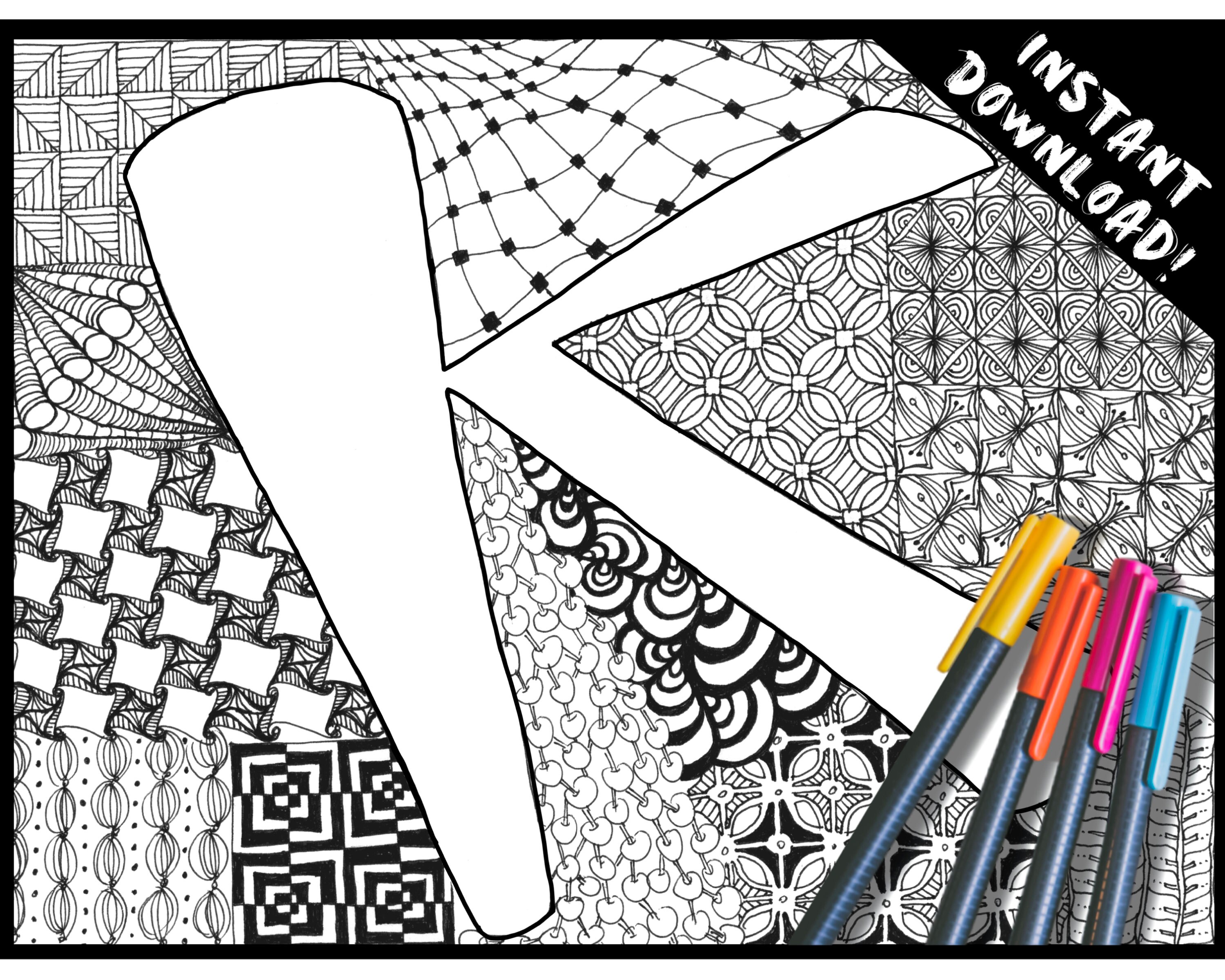 Printable ABC Coloring Book Pages for Adults & Children - Etsy