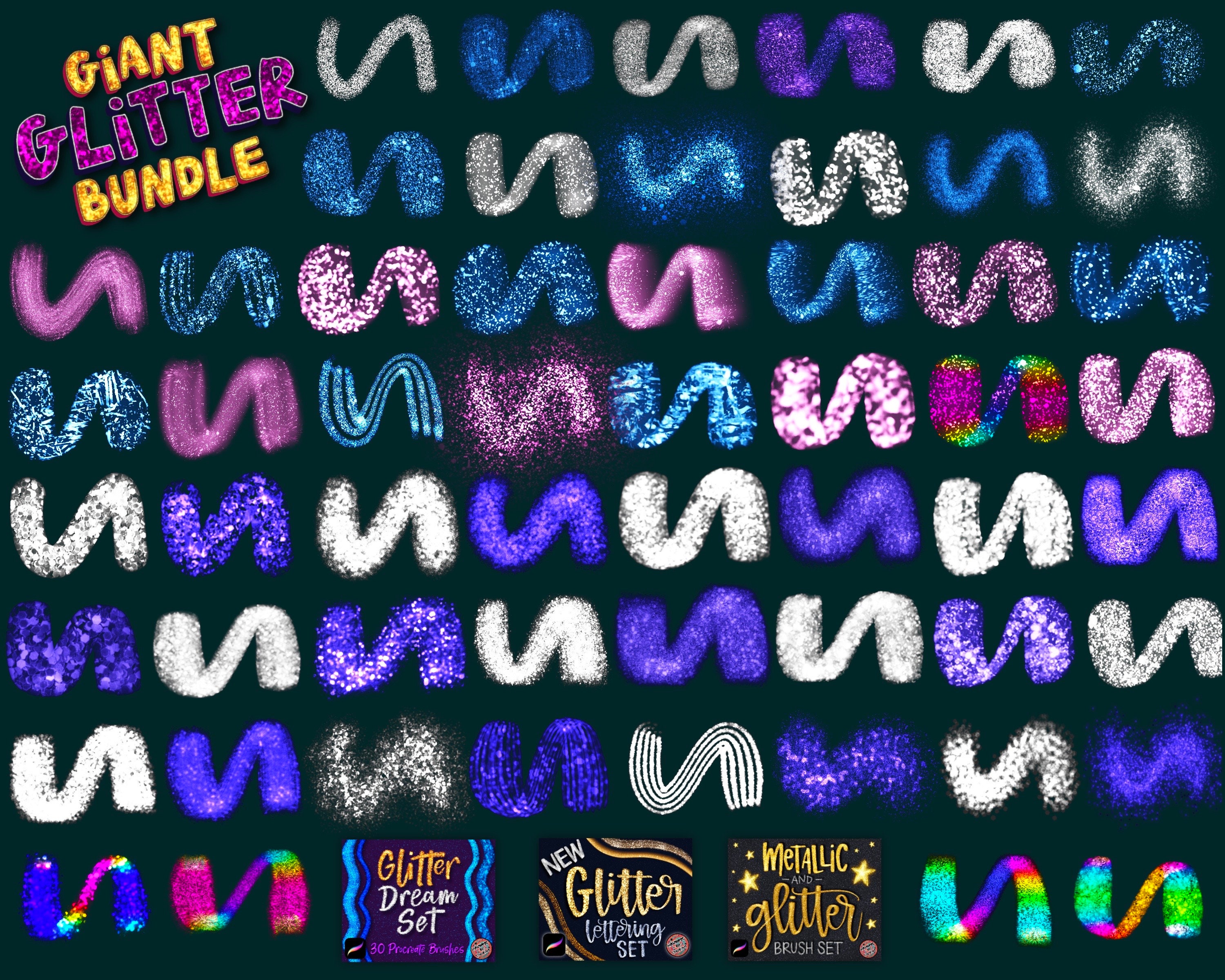 Procreate Glitter Brush Bundle Save 60%! Over 250 Procreate Brushes for ...