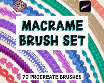 70 Procreate Macrame Brushes, Realistic 3D Brushes for Fashion Illustrations, Digital Drawing, Lettering. Fabric Texture Brushes, knots