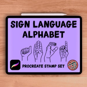 ¡DESCARGA INSTANTÁNEA! ¡Conjunto de sellos procreados del alfabeto de lenguaje de señas! ¡26 formas de manos, una para cada letra! ASL. ¡Para letras y arte Procreate!