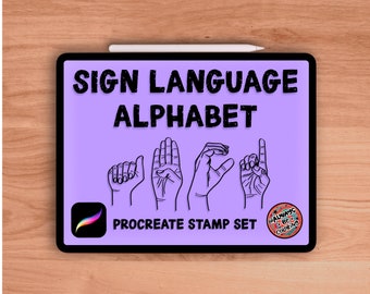 INSTANT DOWNLOAD! Sign Language Alphabet Procreate Stamp Set!   26 Hand Shapes, One for Each Letter! ASL.  For Procreate lettering and art!