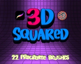 3D Squared! 22 Procreate Brushes for Lettering, Illustration! Unique Three Dimensional Digital Brushes, Texture Brushes, Lettering Brushes